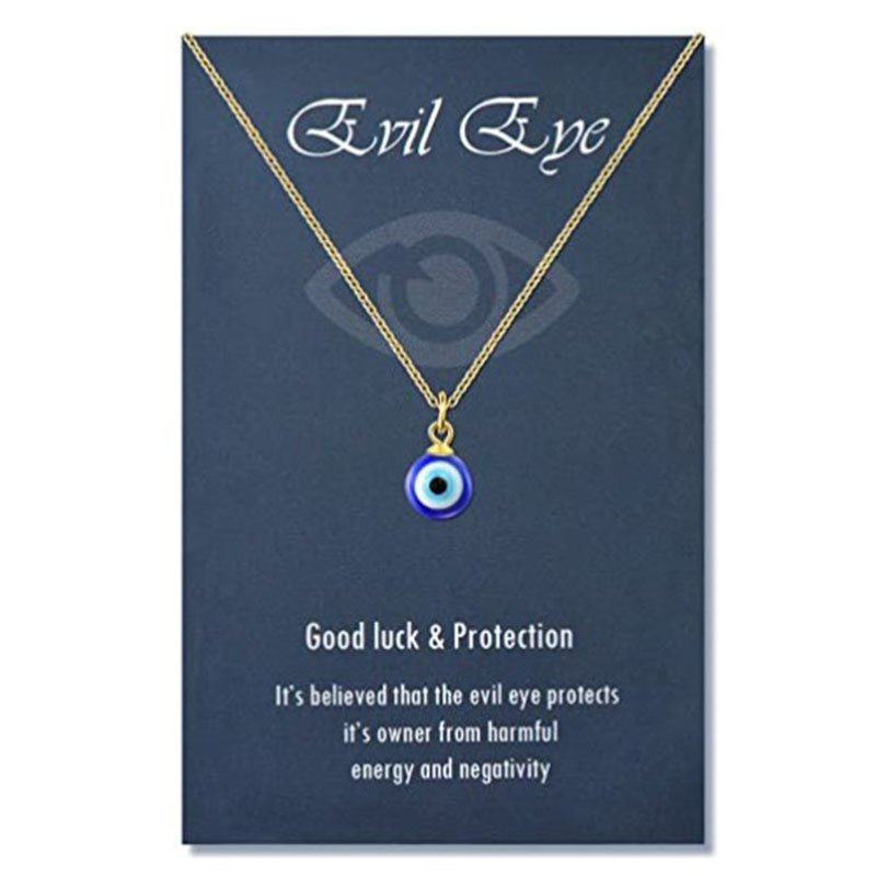 Glass Round Bead Blue Eye Pendant Necklace Evil Eye Necklace