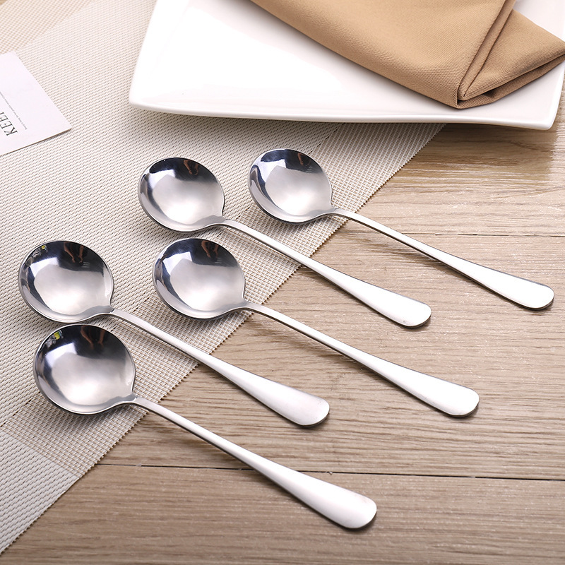 410 stainless steel round spoon, dessert fruit spoon, household rice spoon, soup spoon