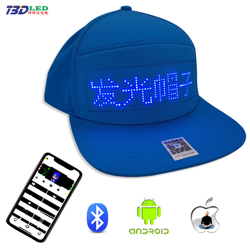 LED Light-Up Hats, LED Advertising Hats Controlled via Smartphone, Wireless-Controlled Cotton LED Hats