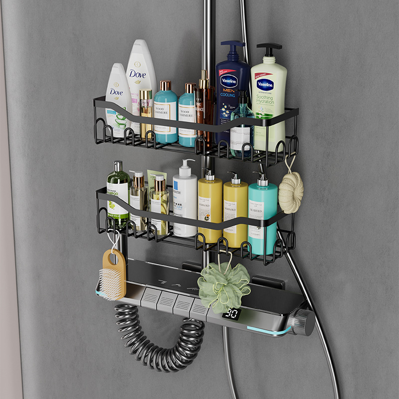 Bathroom shampoo shower gel storage rack shower room bath pole no-drill shower head storage rack