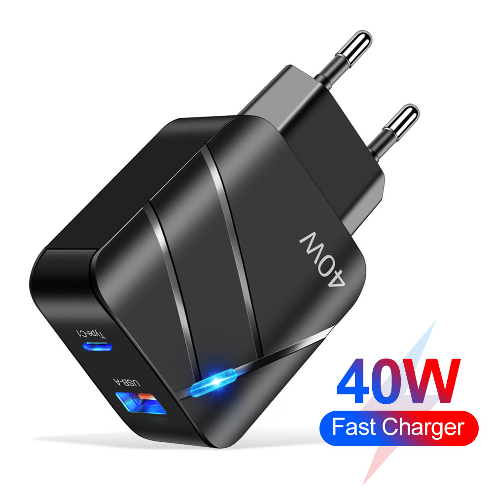 40W PD+QC3.0 Fast Charging Phone Charger Compatible with iPhone 14 Fast Charging PD Charger Travel Charger