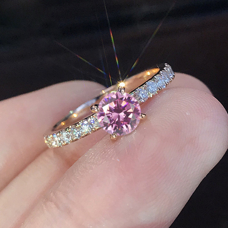 Cao Shi eBay Simple Zircon Engagement Wedding Ring Copper Plated White Gold Imitation Diamond Ring