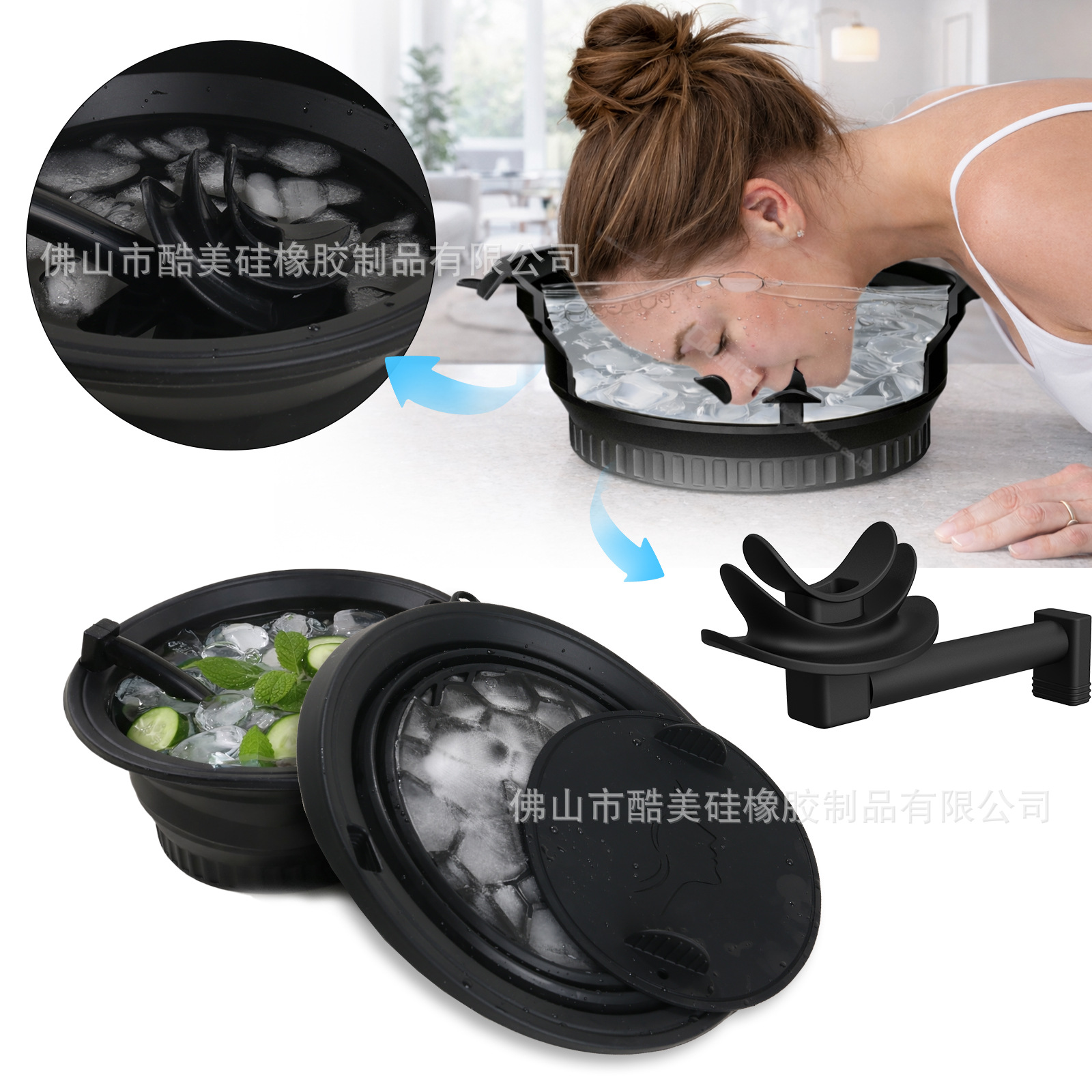 Foldable face basin portable ice pack mold ice water compress facial care travel silicone basin