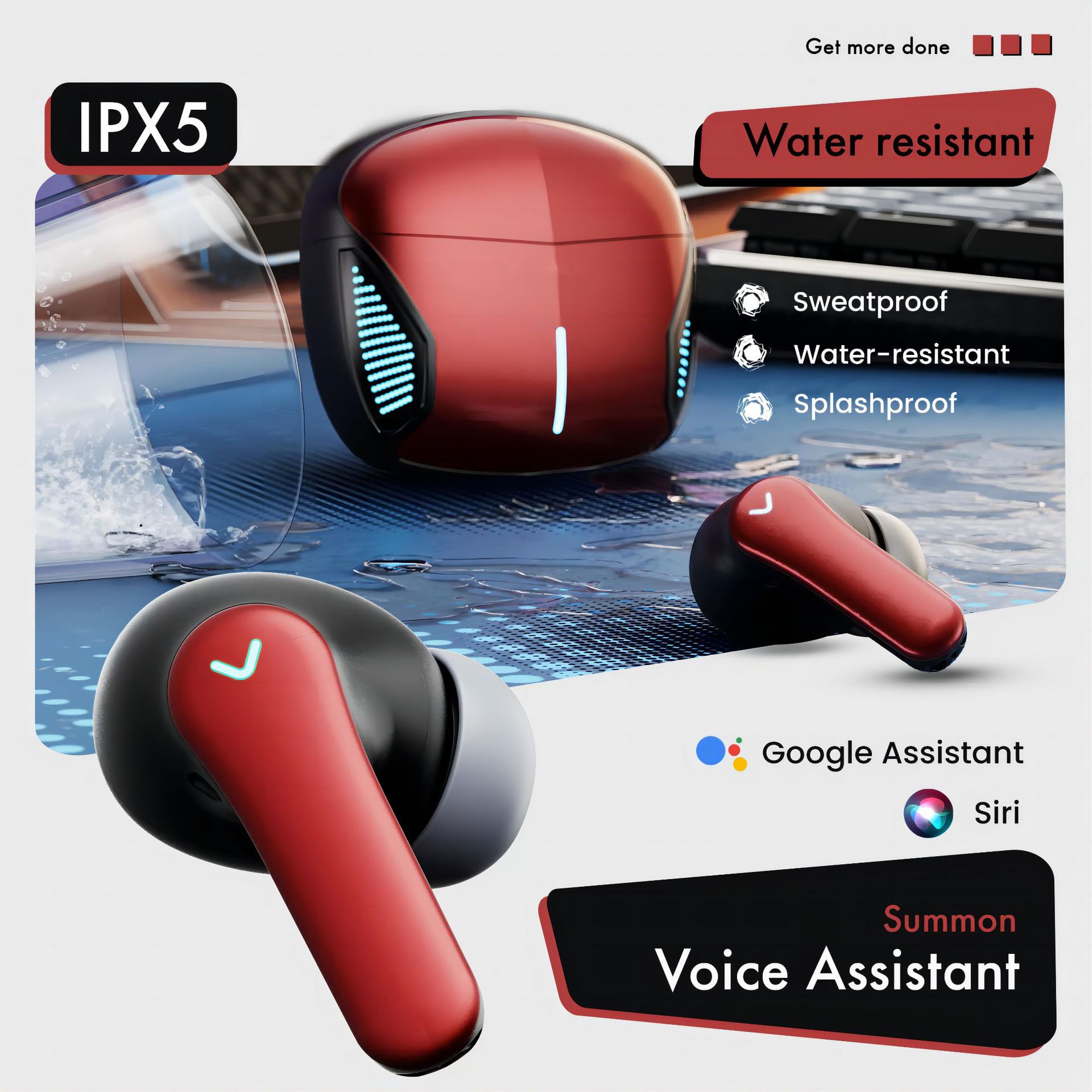 IVANTE Y1 Private Mold TWS Wireless Quad-Mic Call ENC Noise Reduction Low Latency Gaming Stereo Bluetooth Headphones