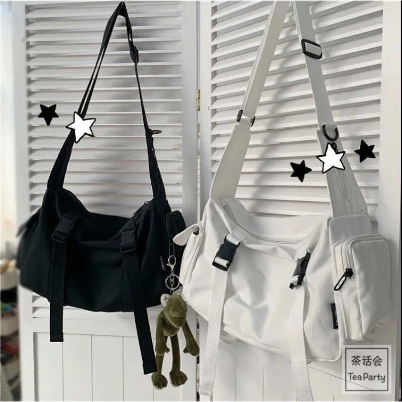 Chic workwear student canvas bag men ulzzang neutral original crossbody bag women