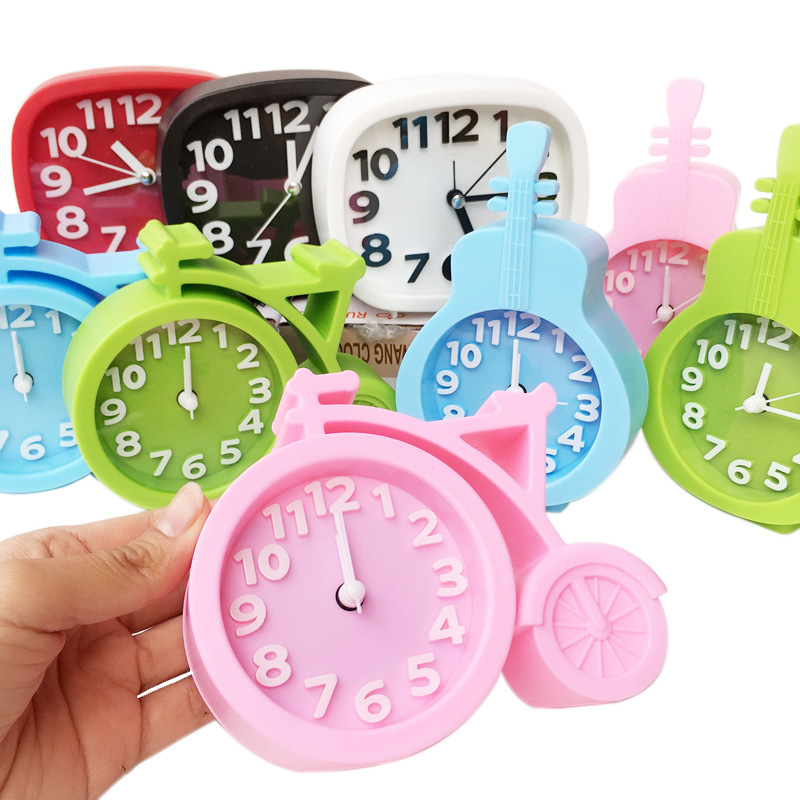 Multi-Shape Plastic Silent Alarm Clock Cartoon Children Student Bedroom Desktop Alarm Clock
