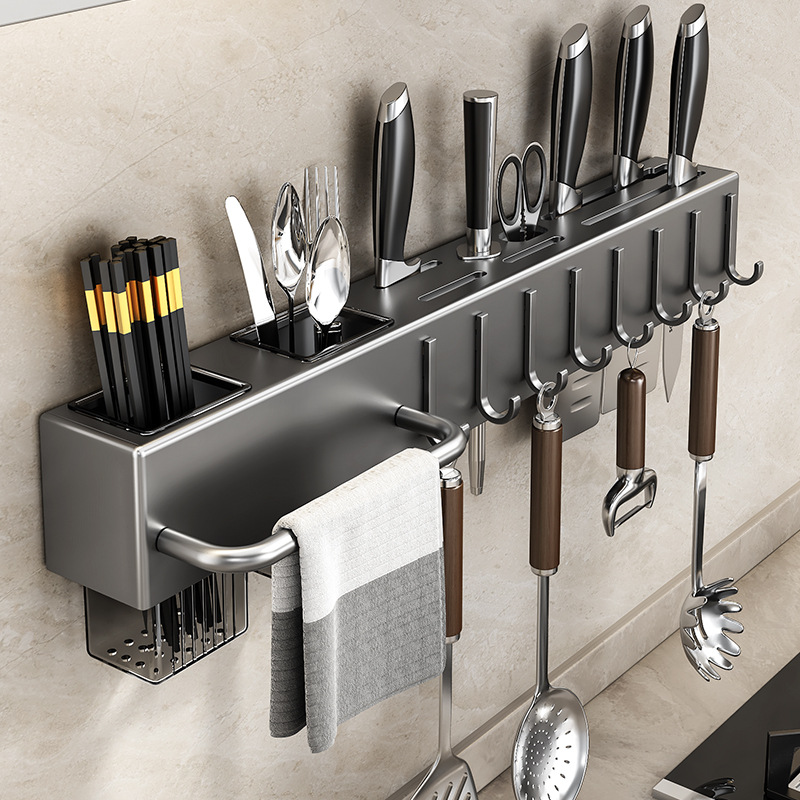 Knife Rack Kitchen Storage Rack No-Drill Modern Wall-Mounted Kitchen Knife Storage Rack