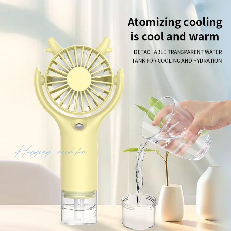 New Spray Fan USB Charging Mini Handheld Fan Humidification Cooling Strong Wind Portable Neck Fan