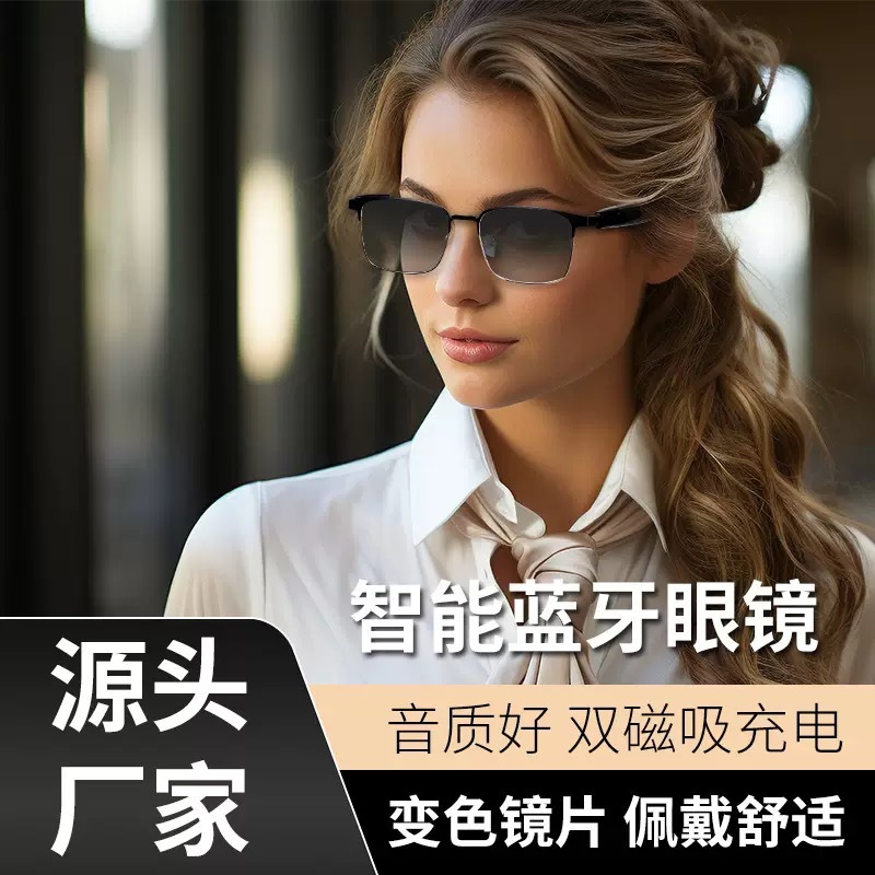 Smart AI Translation Bluetooth Glasses GS06 Photochromic UV Protection Music Call Audio Glasses Headset