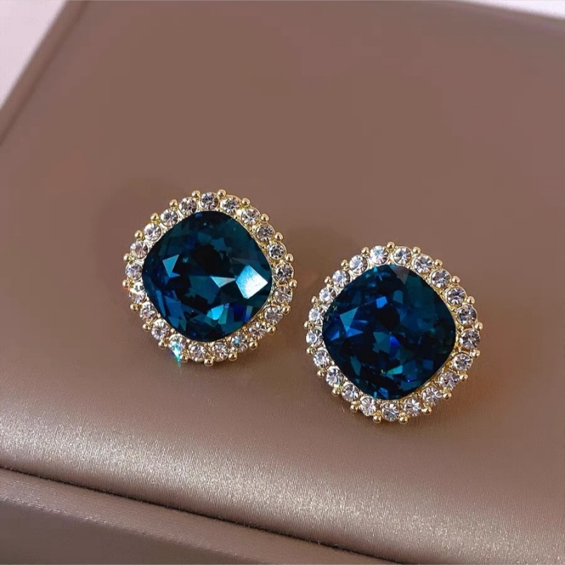 New blue crystal earrings women ear studs 2022 new ear accessories