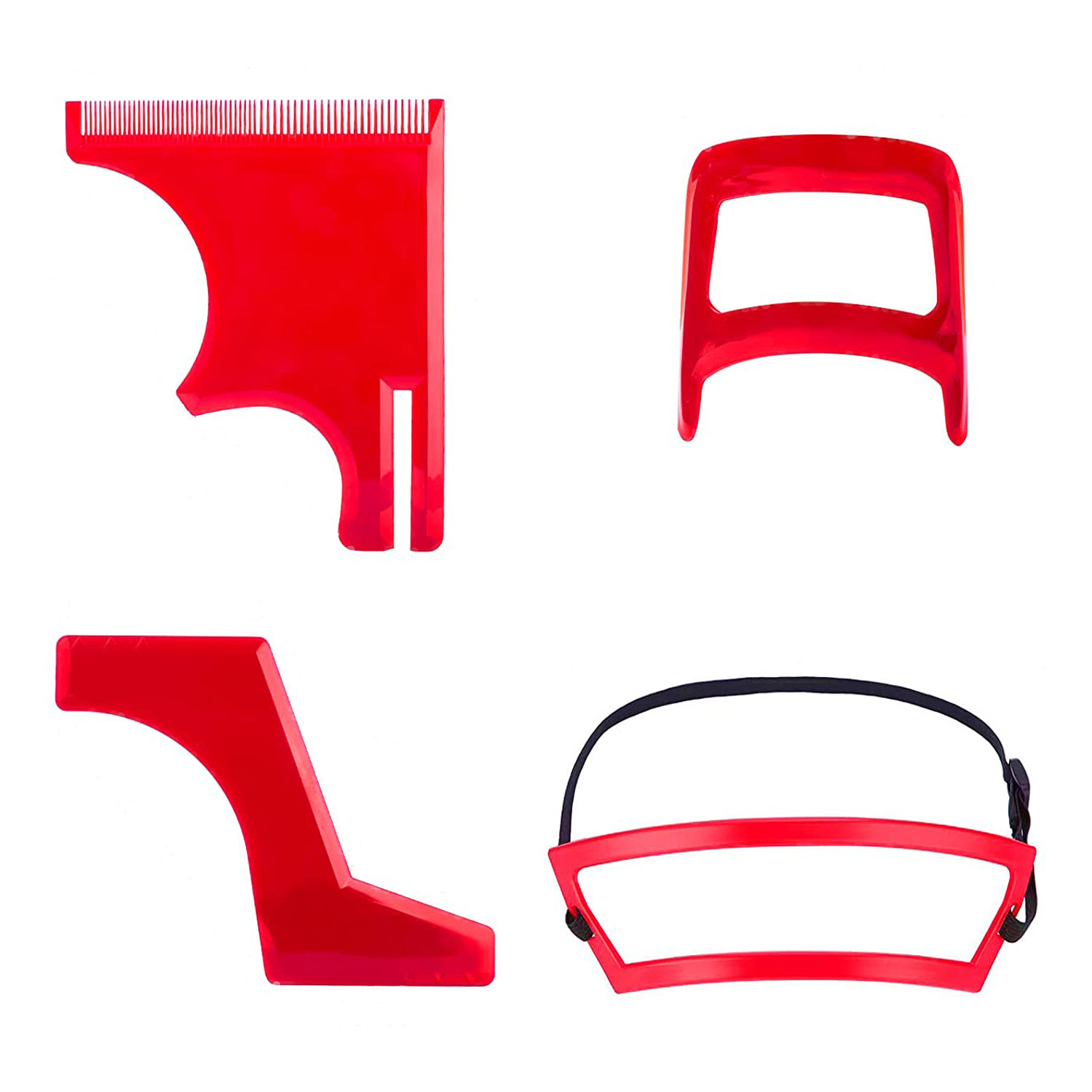 Beard Styling Comb, Hair Styling Comb, Full Beard Styling Tool, Neck Hair Trimming Ruler Four-Piece Set