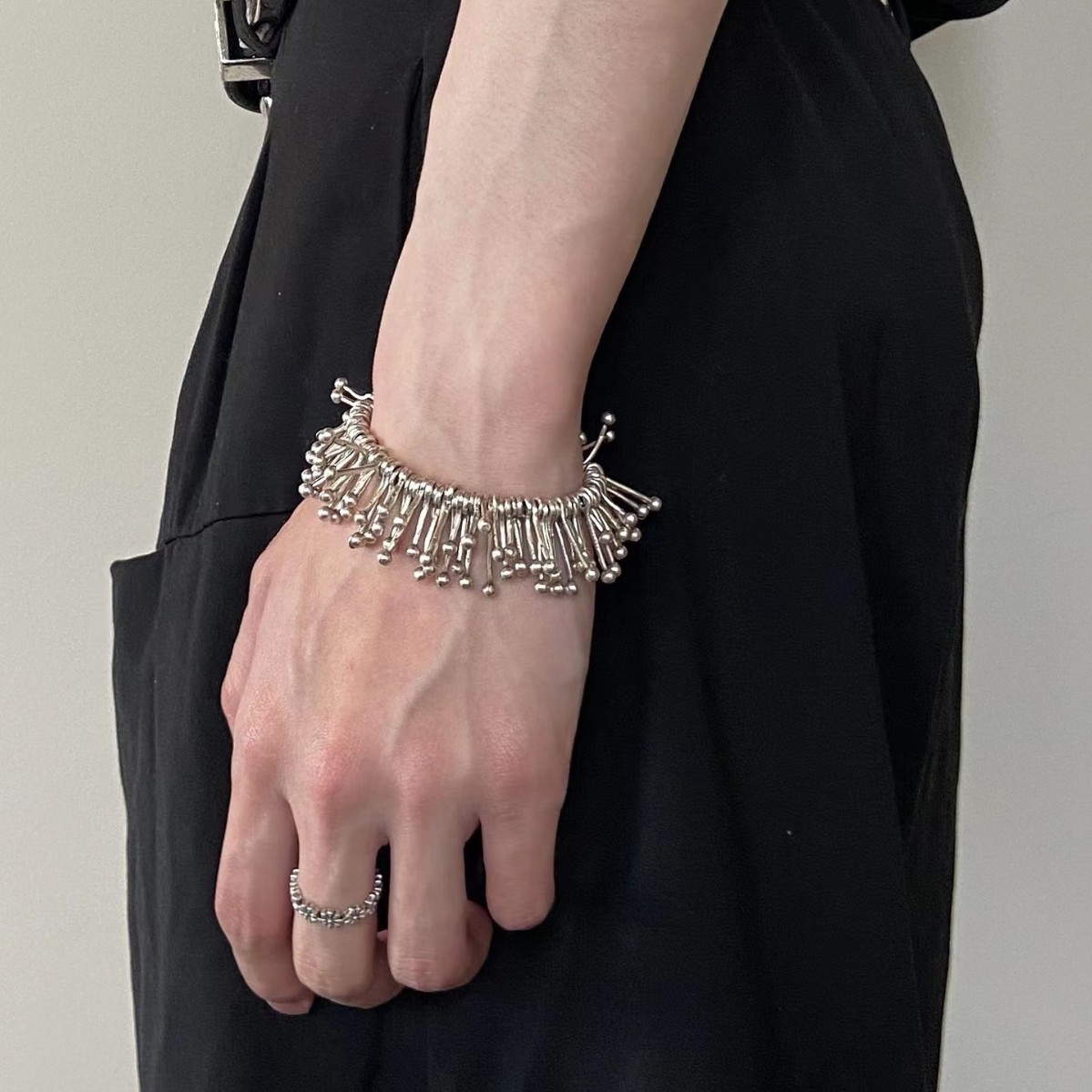 New symbiotic plant irregular bracelet, handmade galvanized silver neutral design seaweed bracelet, unisex