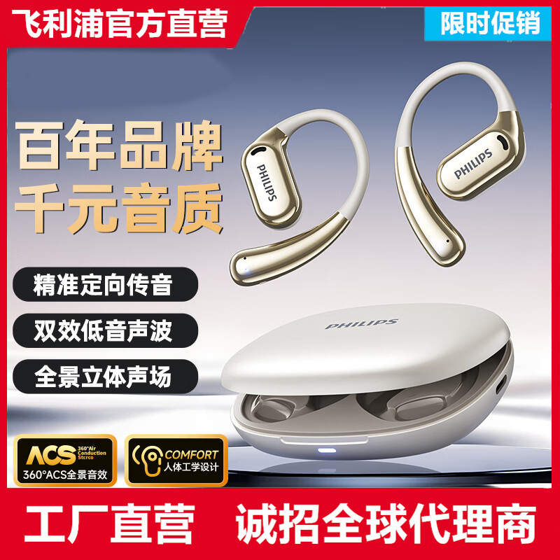 PHILIPS TAT3739 Bluetooth Earphones Clip-on Ear Hook Sports Running Gift