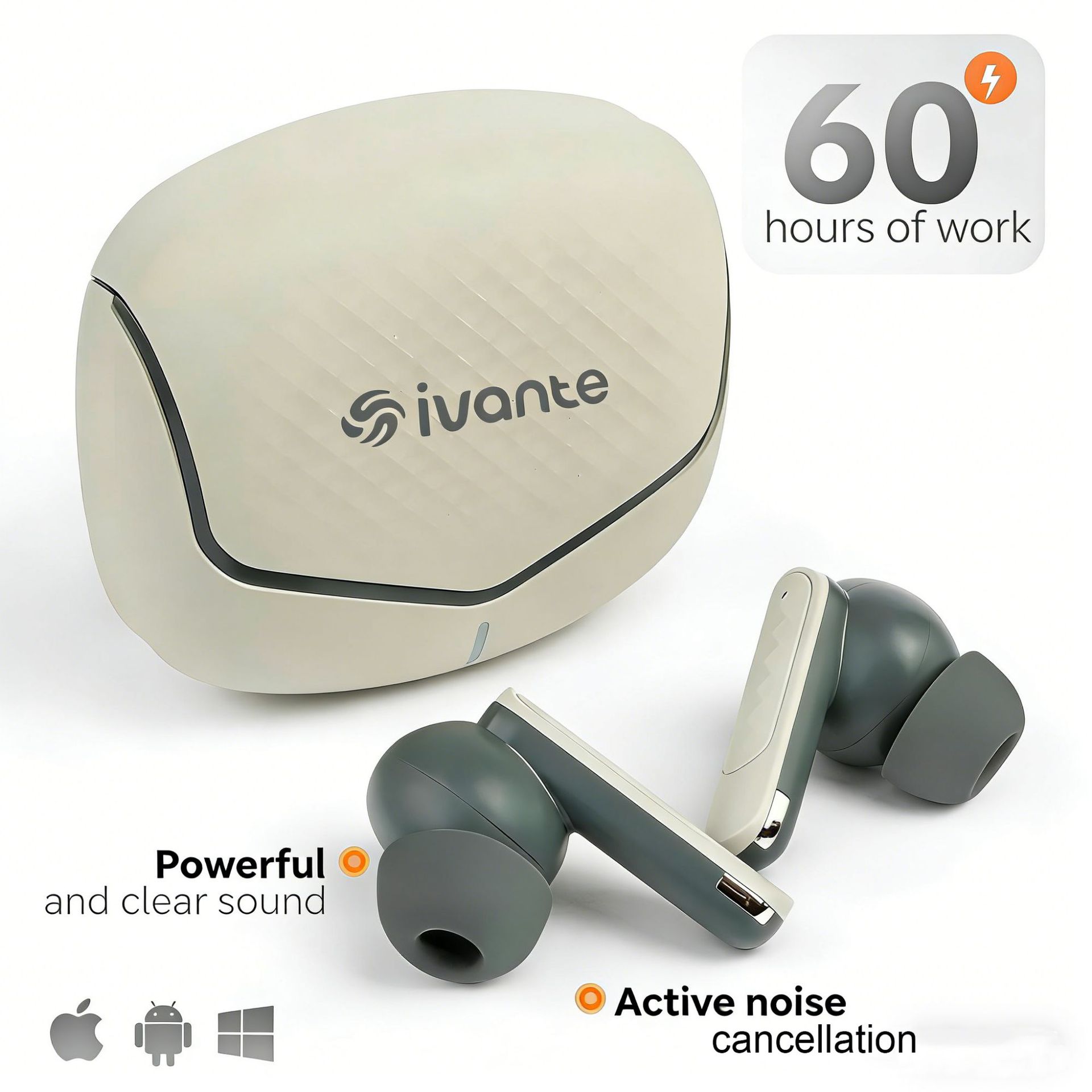 IVANTE Private Mold S1 Quad-Mic ENC Call ANC Noise Reduction Low Latency Wireless TWS In-Ear Bluetooth Headphones