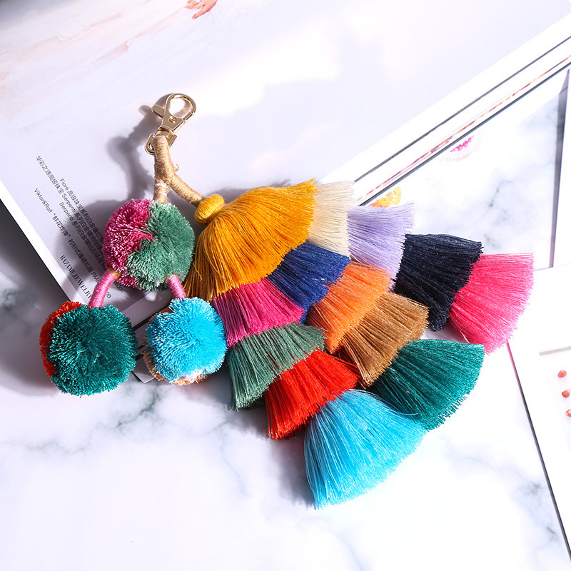 Bohemian Tassel Pendant DIY Handwoven Hanging Decoration Ethnic Style Bag Keychain Pendant