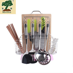 Baoshu stainless steel knife rack and cutting board rack, kitchen multi-functional floor-standing and wall-mounted chopping board rack