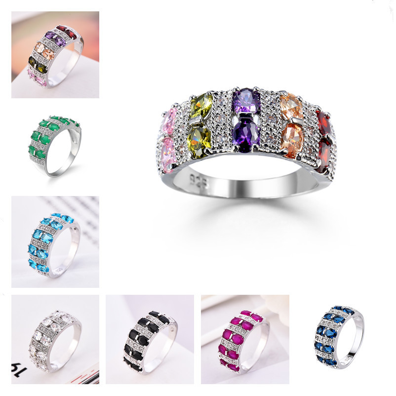 Hand Jewelry Fashion Romantic Colorful Zircon Ring Design INS Women's Accessories