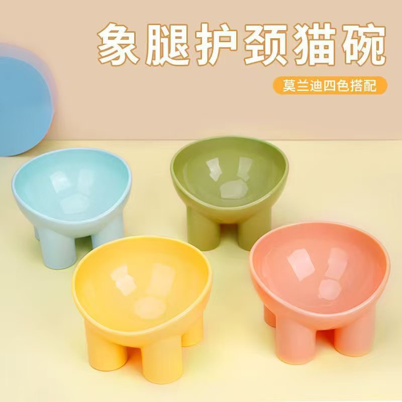 Cat bowl Pipi Tao original elephant leg bowl macaron color elephant leg neck protection bowl cat food bowl anti-tipping pet bowl