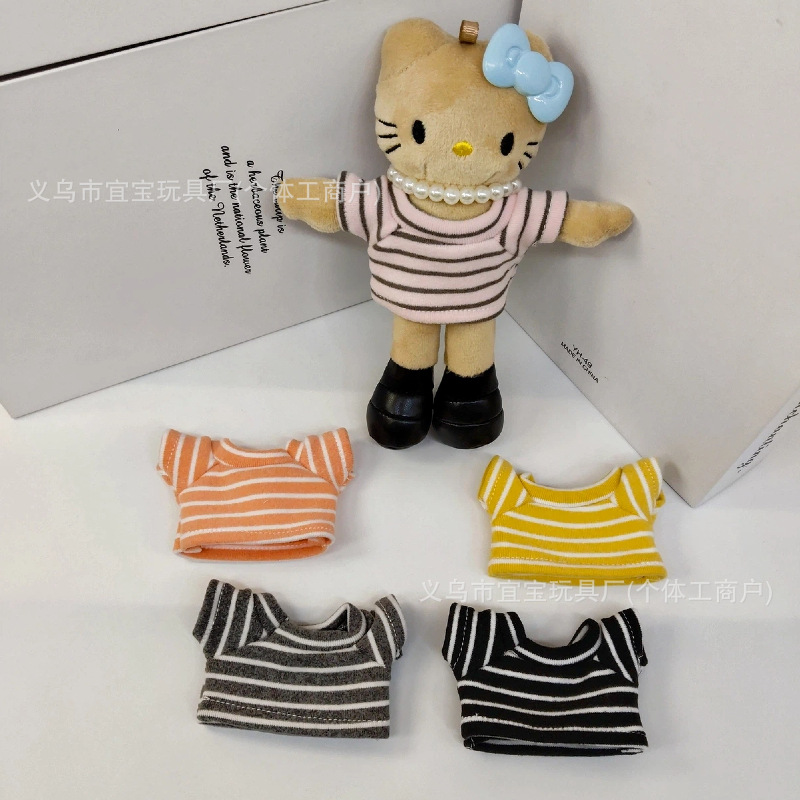 Long Leg KT 10-17cm Doll Clothes Cotton Doll Plush Toy Striped Brushed T-shirt Bag Pendant Matching Accessory Decoration Doll Clothes