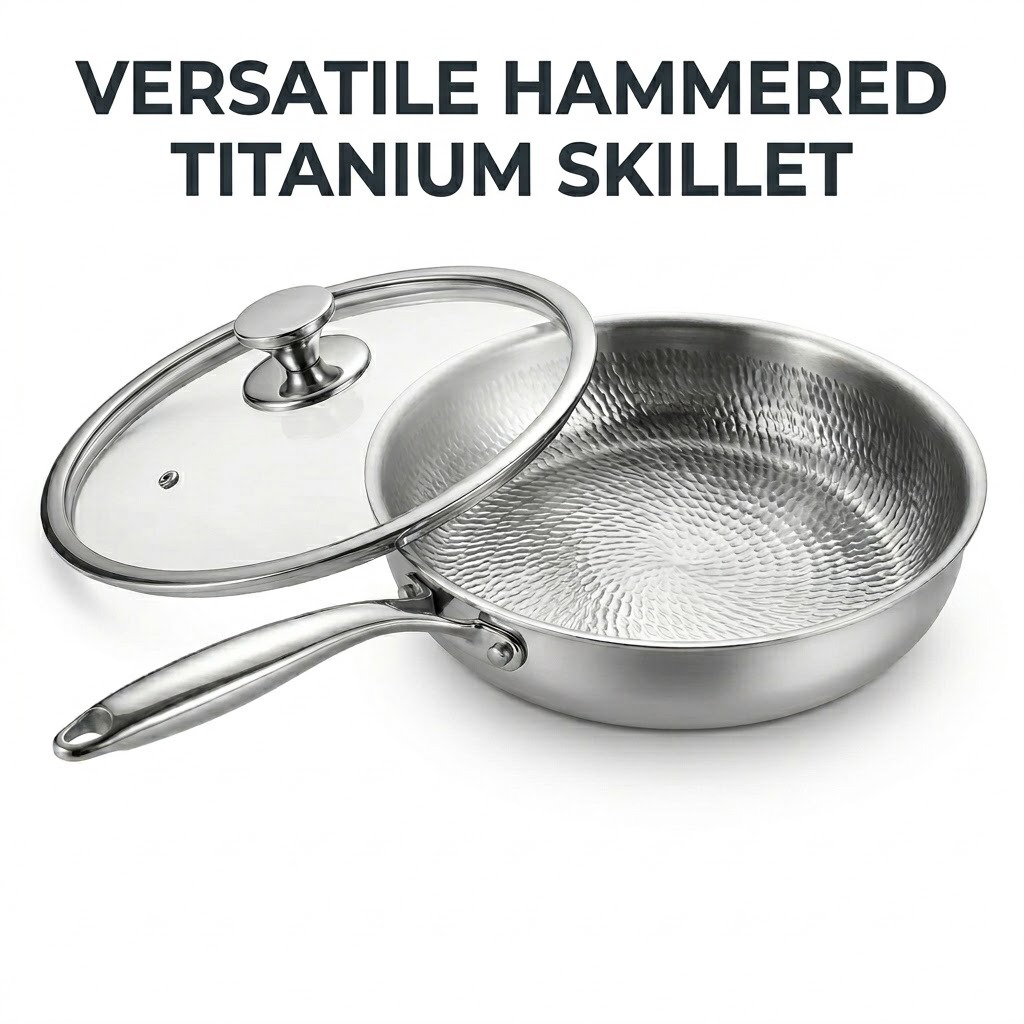 Thickened egg frying pure titanium pan flat non-stick pan frying pan hammer pattern no coating pure titanium flat frying pan