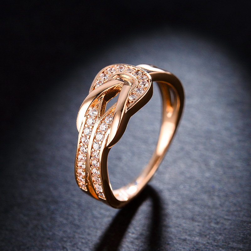 Popular New Cross Knot Ring Set Diamond Twist Ring 97675