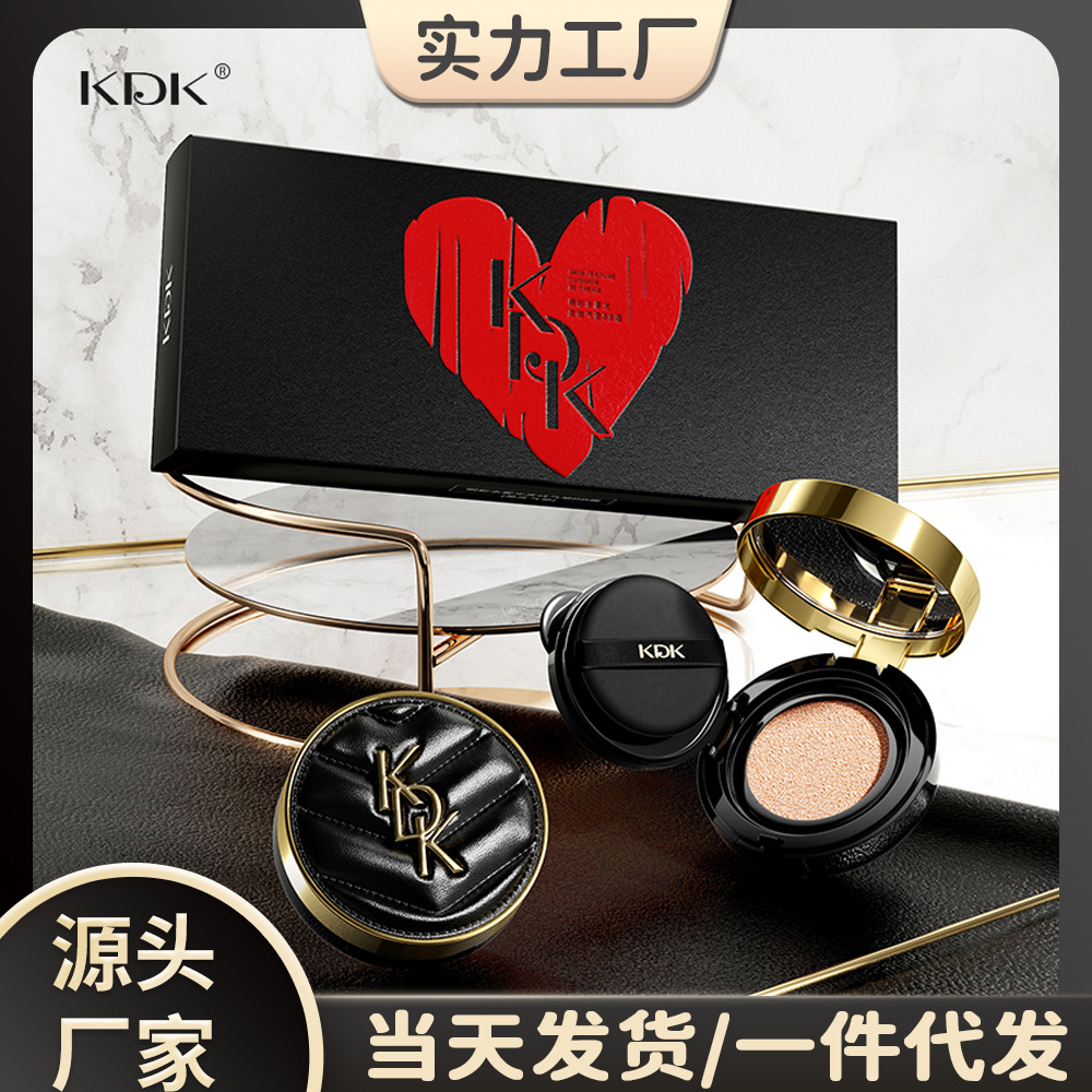 KDK Gold-Edge Leather Cushion BB Cream Essence Fine Fit Long-Lasting Watery Foundation Concealer 1+2 Refill