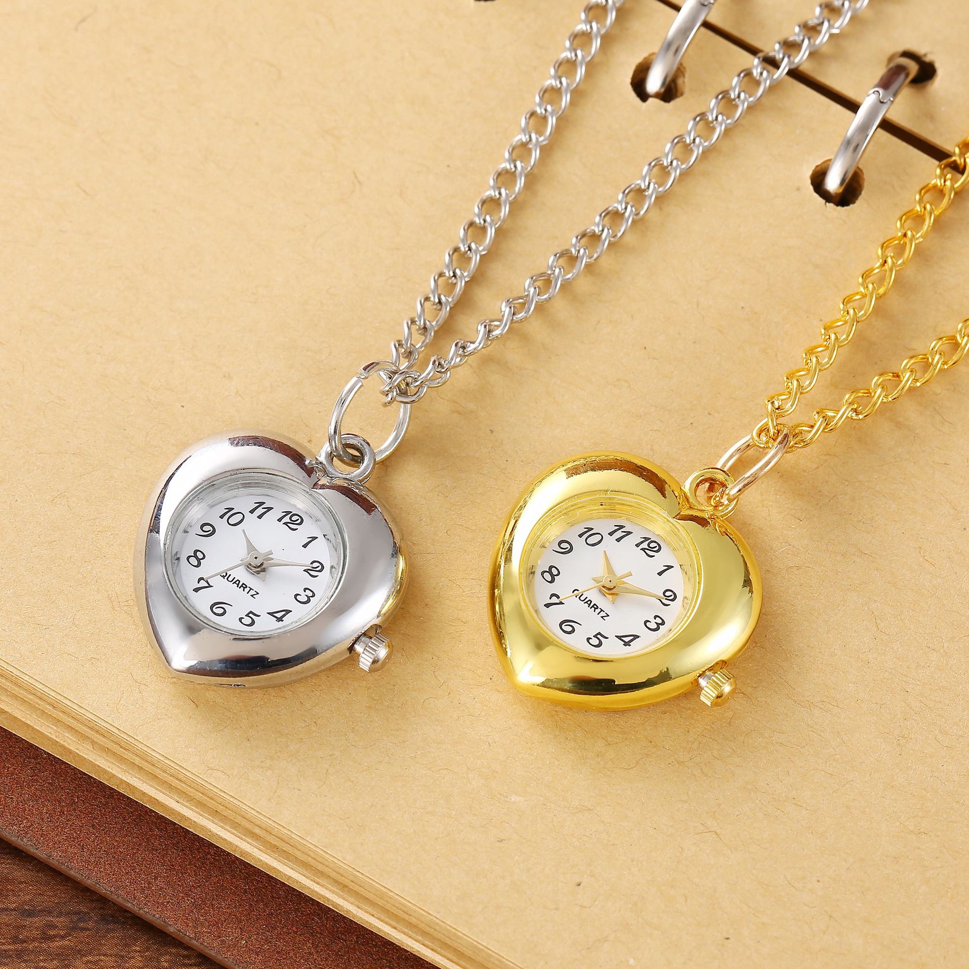 Accessory-feel love heart clock pendant necklace chain style women's necklace hanging watch student watch