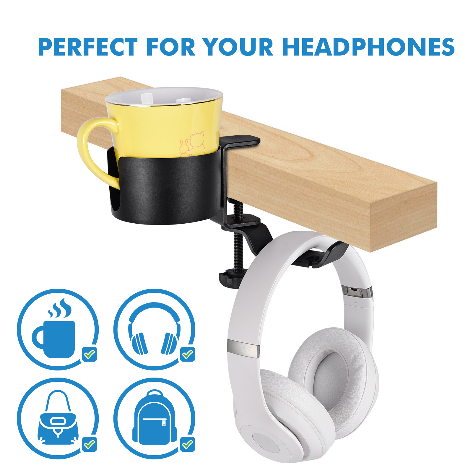 Aluminum Cup Holder 360 Degree Rotating Cup Holder Headphone Cup Holder