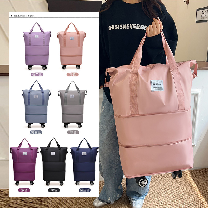Foldable multi-purpose luggage large capacity handbag student use pull rod box universal wheel carry-on bag travel bag