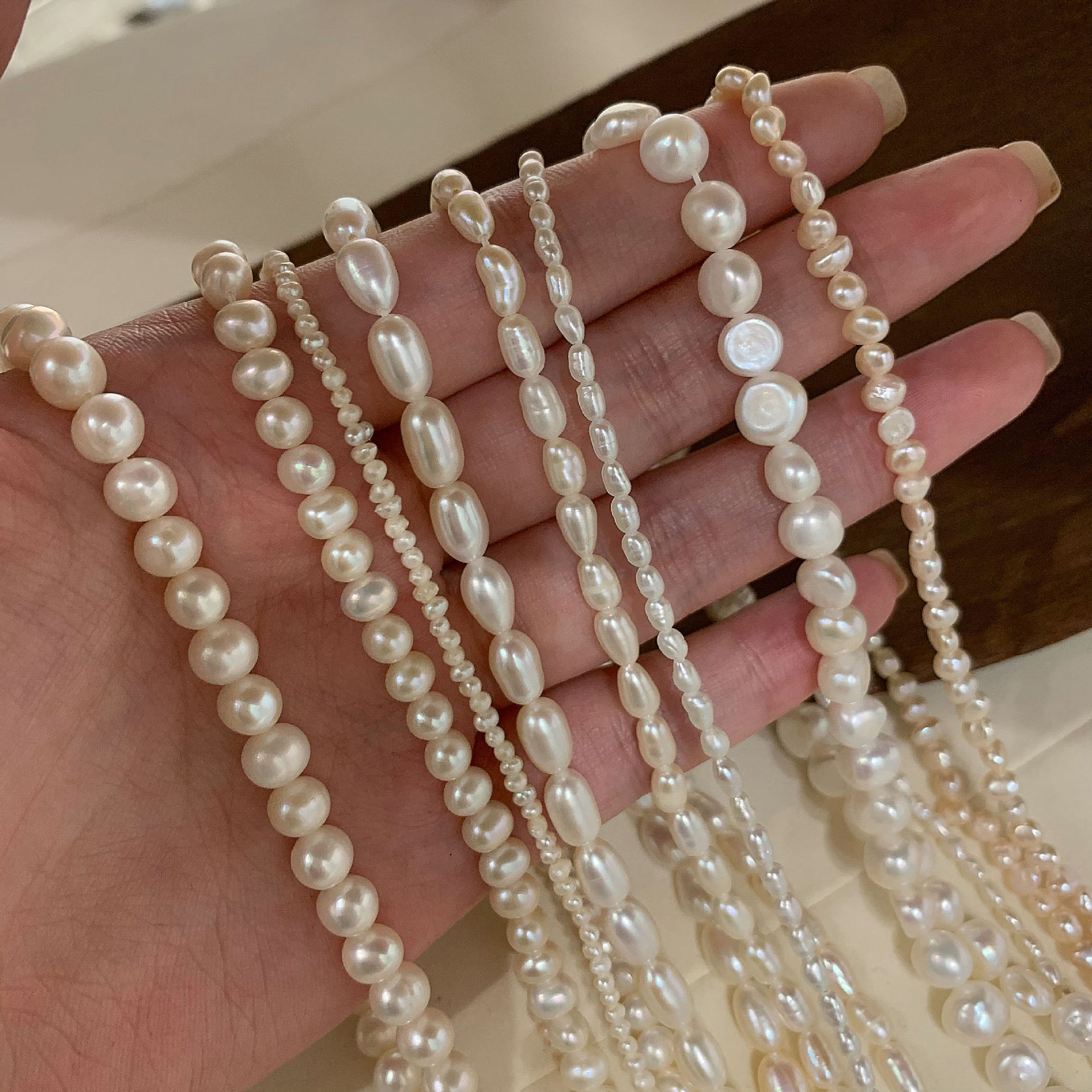 Natural Freshwater Pearl Necklace Women Baroque Collarbone Chain 14K Gold Plated Necklace Sweater Chain