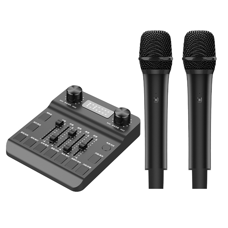 DOSS Home Digital Mixer U-segment Metal Microphone TV K Song Wireless Microphone Home Sound Card TKV Sing