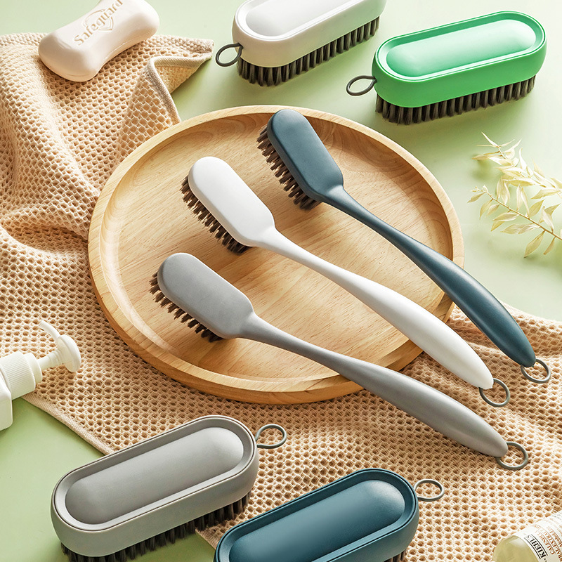 Thickened fine-wire long-handle shoe brush, hangable plastic multi-functional cleaning laundry brush, non-damaging soft-bristle small brush