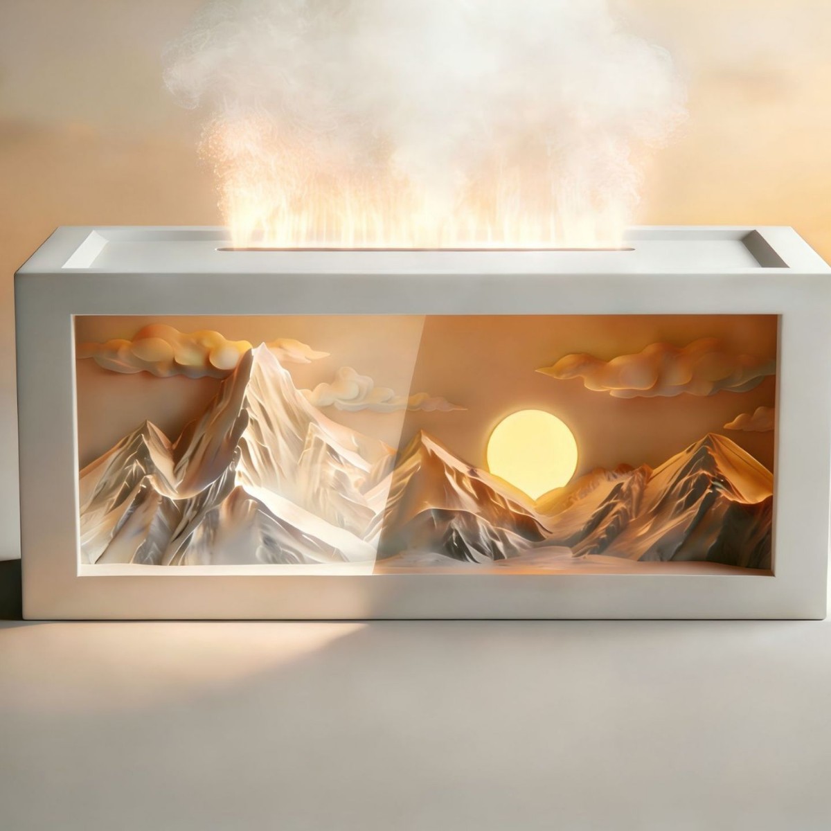 New Desktop Fireplace Sunshine Gold Mountain Aromatherapy Machine Silent Home Desktop Small Snow Mountain Humidifier Diffuser