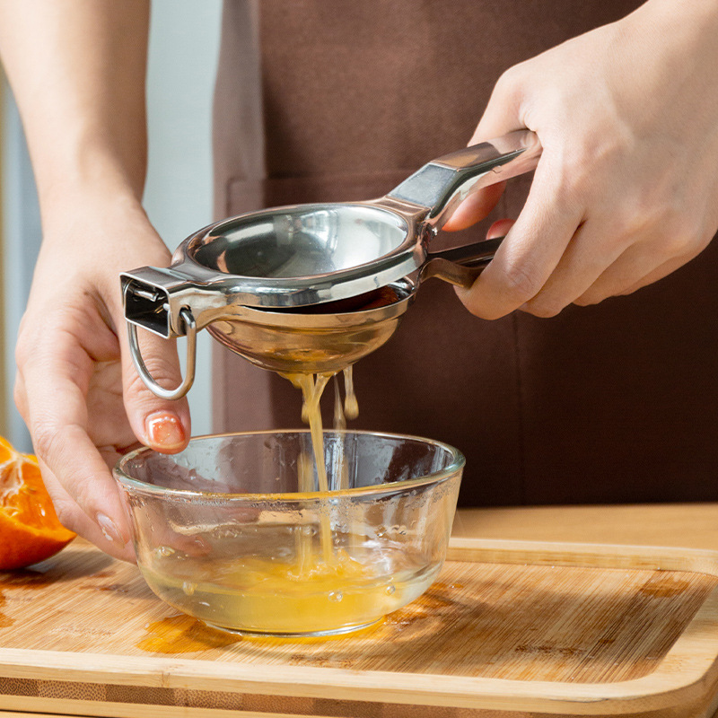 Stainless Steel Lemon Clamp Large Fruit Orange Juicer Kitchen Home Manual Juicer with Ring Portable Squeeze Water