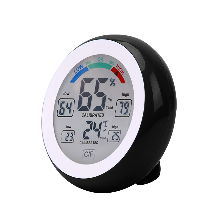 New Round Temperature and Humidity Alarm Clock, Touch Clock, Home Digital Display Thermometer Electronic Clock 3305F