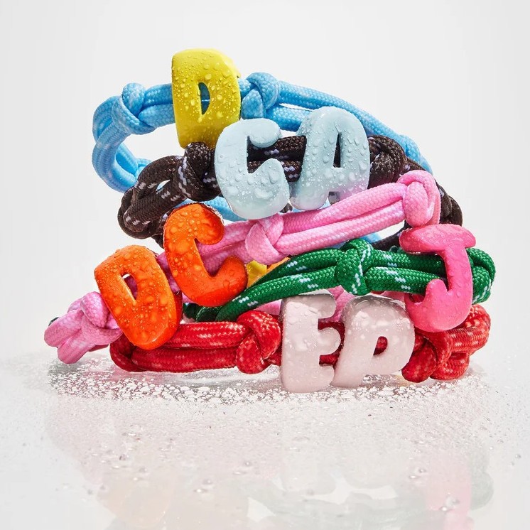 New Dopamine Woven Rope Bracelet Seven-Color Large Hole Smooth Letter Beads Women's Jewelry