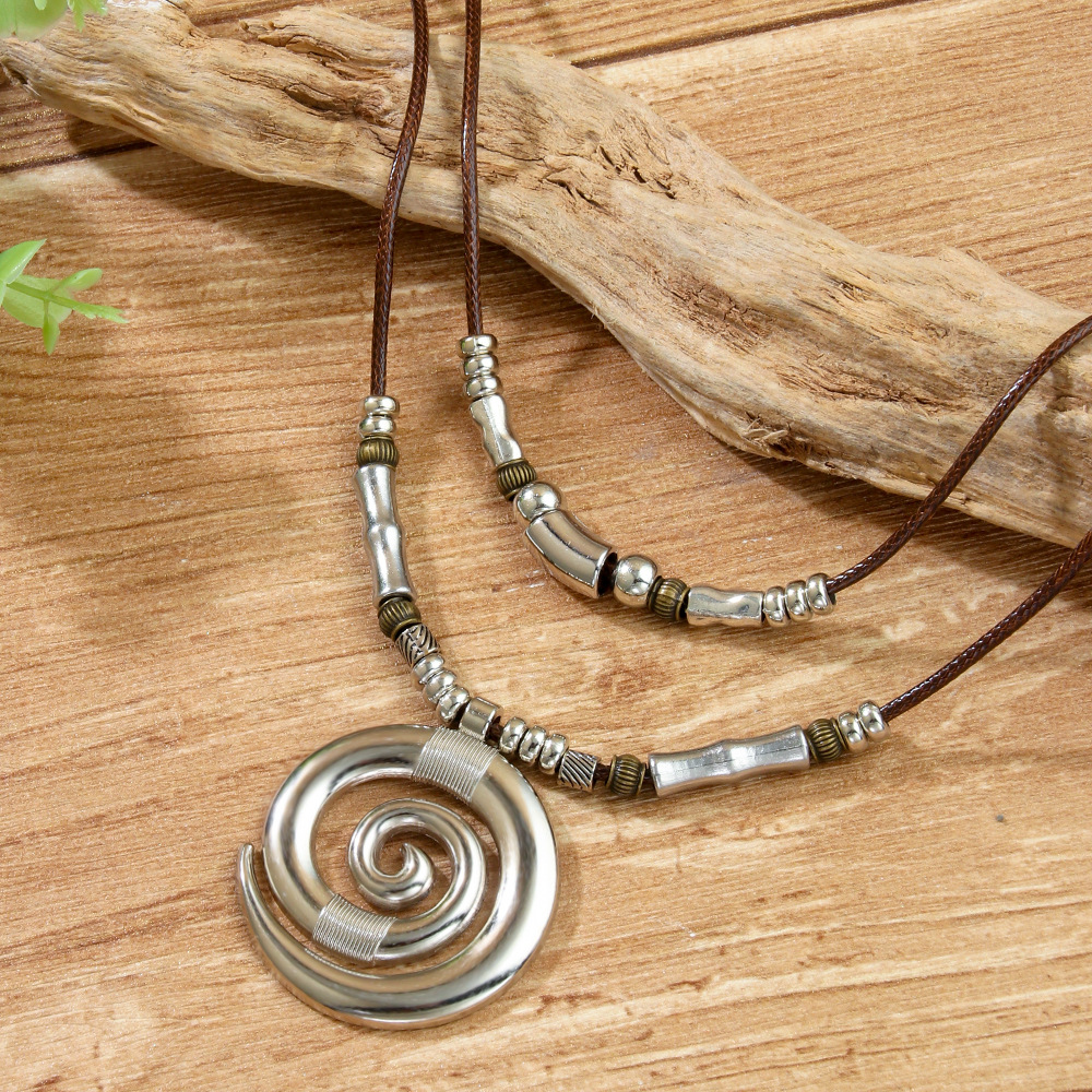 Long Necklace Swirl Totem Bohemian Style Beach Women's Necklace Pendant