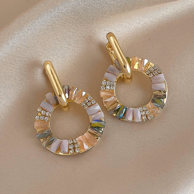 Crystal Zirconia Circle Ear Cuff Earrings Two-in-One Earrings for Women