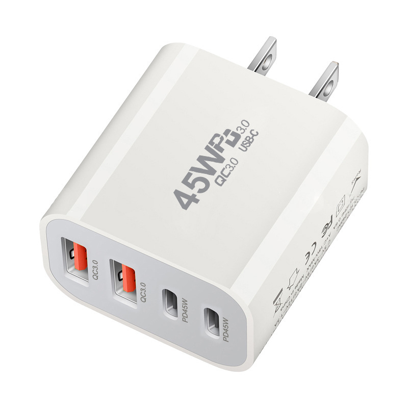 45W GaN PD Charger Dual PD+USB Mini 4-Port Charger 45W Australia Standard PD Fast Charger