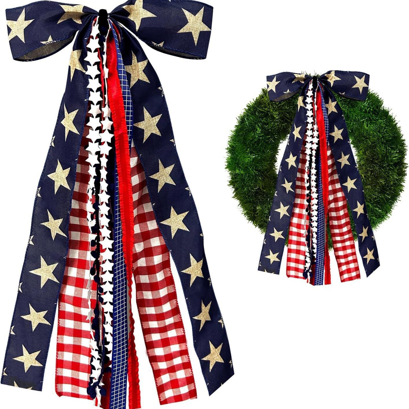 Ribbon Bow USA Flag Ribbon Bow with Wire Edge Independence Day Holiday Decoration Accessory