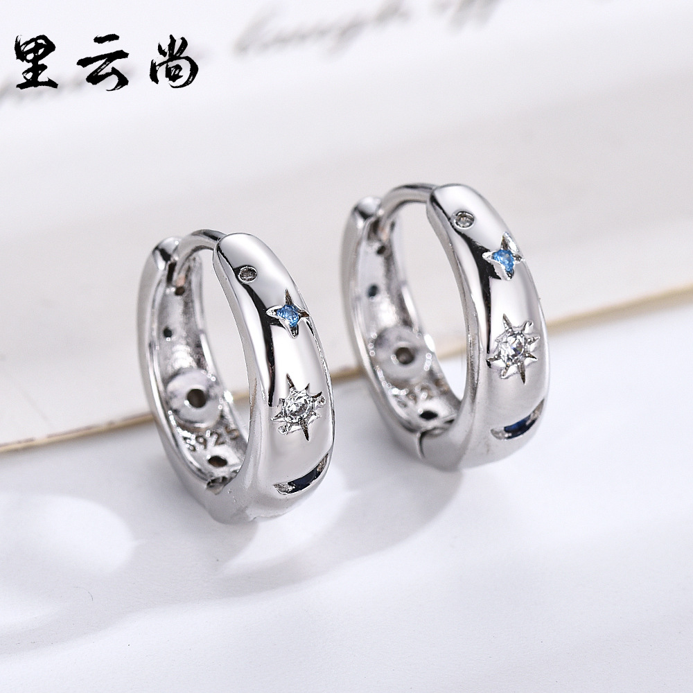 Sensory earrings star pattern shiny zircon inlaid hoop earrings elegant luxury style women