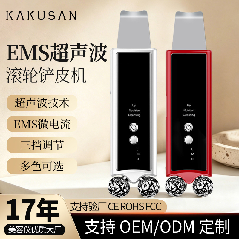 Home Ultrasonic Skin Scraper Beauty Device Facial Exfoliating Blackhead Device EMS Roller Microcurrent Massage Device