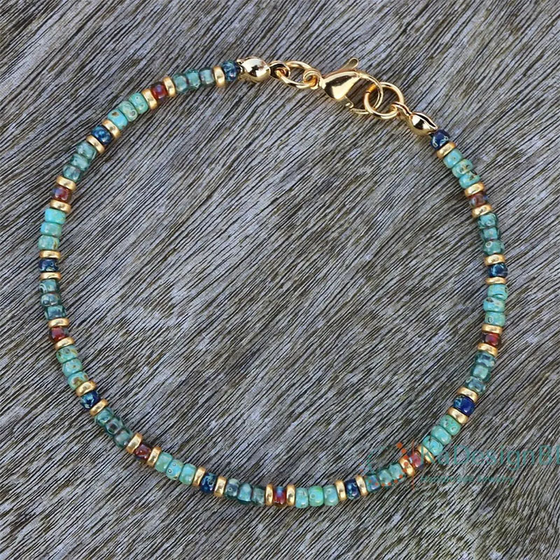 Japanese Miyuki Picasso antique beads bohemian handmade beaded simple bracelet anklet
