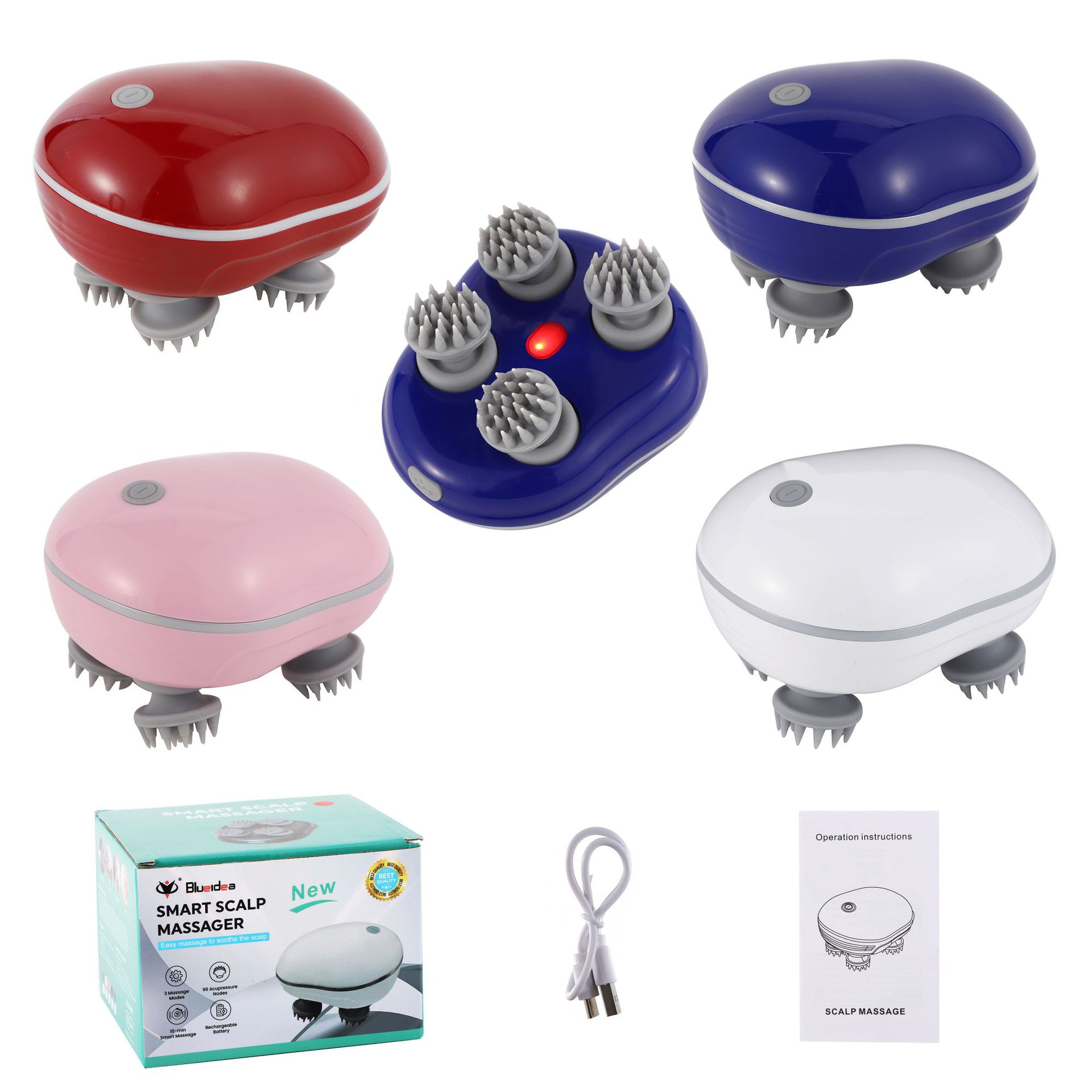 Head Massager Rechargeable Massage Device Scalp Dragon Claw Hand Massager Multifunctional Kneading Vibration Therapy Device