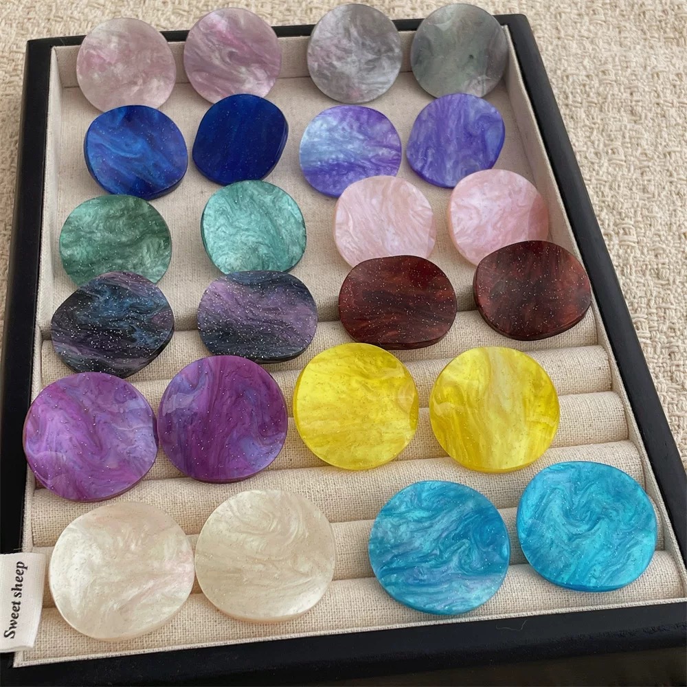 Candy Color Twisted Piece Round Acetate Earrings for Women Niche Vacation Style Ear Pin Ear Accessories