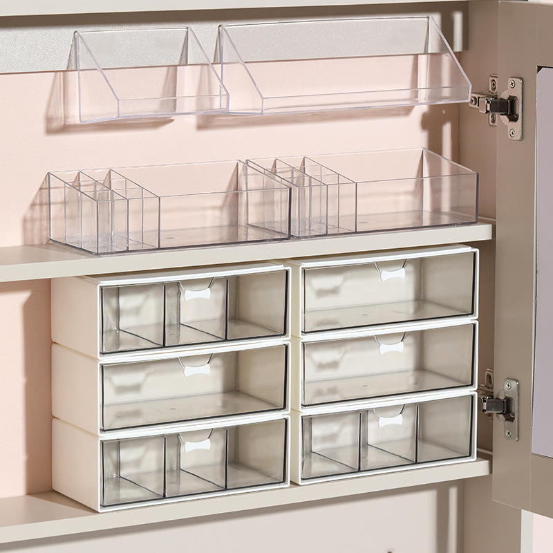 Mirror cabinet drawer storage box for cotton pads, layered shelf behind bathroom mirror, built-in shelf for bathroom cabinet