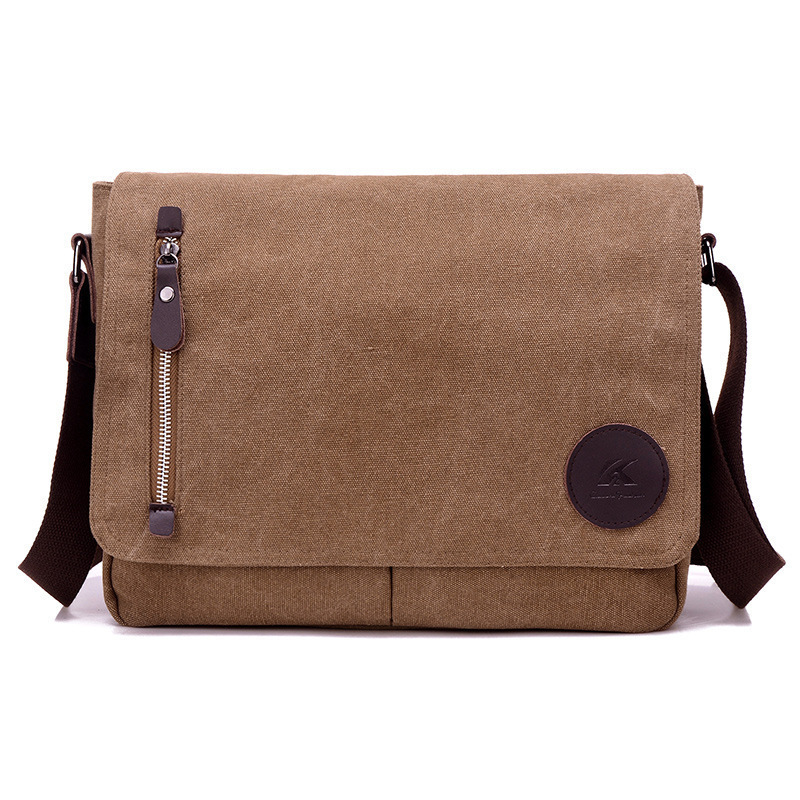 2026 new men's canvas shoulder bag leisure crossbody business commuting solid color large capacity bag