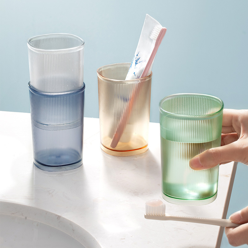 Simple colorful transparent mouthwash cup, household toothbrush cup, thickened pressure-resistant toothpaste cup, non-slip brushing cup