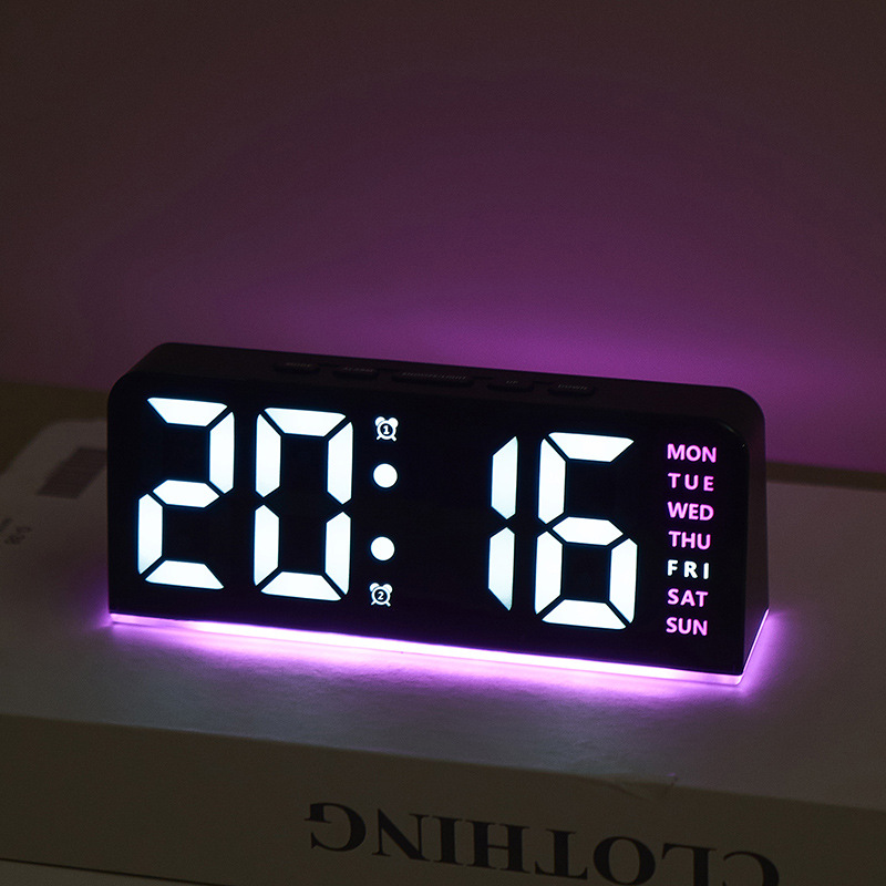 Innovative LED Large Digital Word Clock Atmosphere Light Date Desk Clock Multifunctional Digital Alarm Clock GH8033