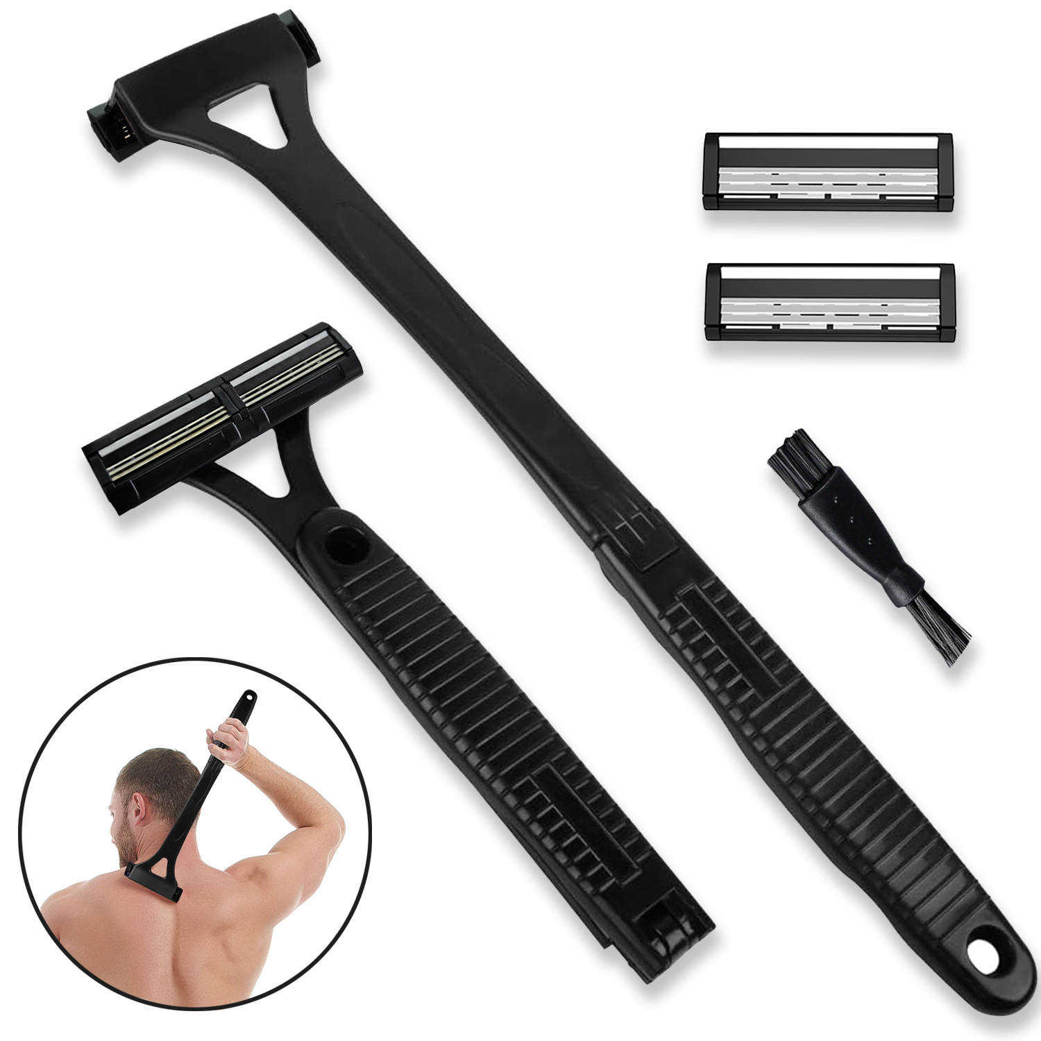 25 New Back Shaver Three-Blade Back Hair Razor Manual Three-Blade Razor for Back and Body Hair